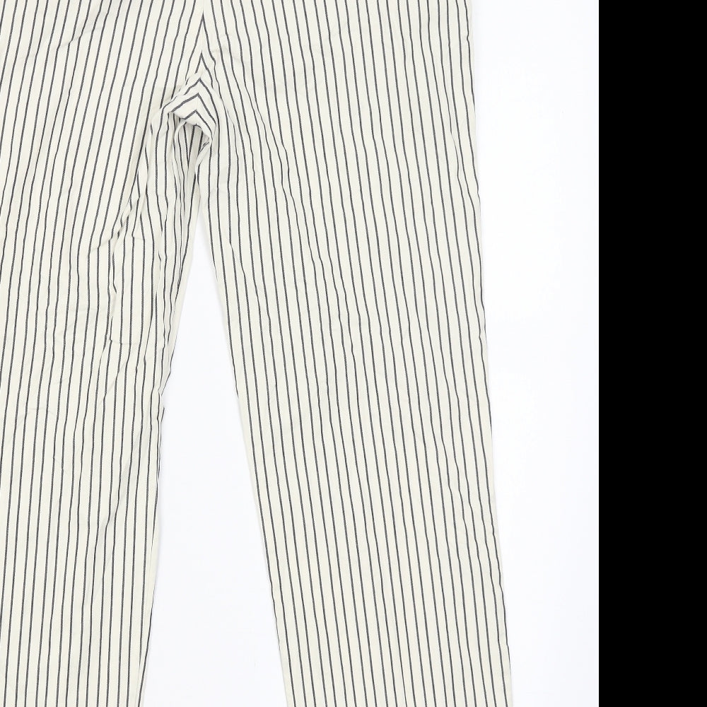 Sisley Womens White Striped  Capri Trousers Size 42 L26 in