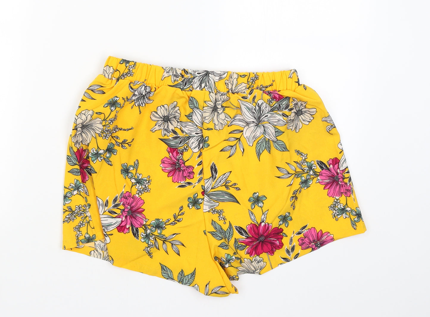 SheIn Womens Yellow Floral  Hot Pants Shorts Size M