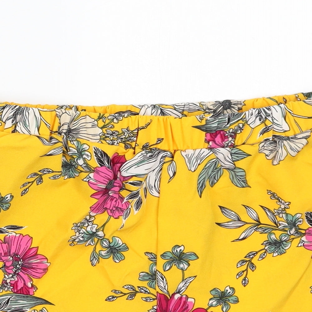 SheIn Womens Yellow Floral  Hot Pants Shorts Size M