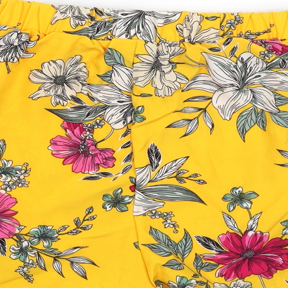 SheIn Womens Yellow Floral  Hot Pants Shorts Size M