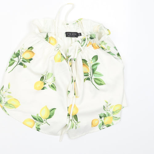 In the Style Womens White Floral  Hot Pants Shorts Size 12
