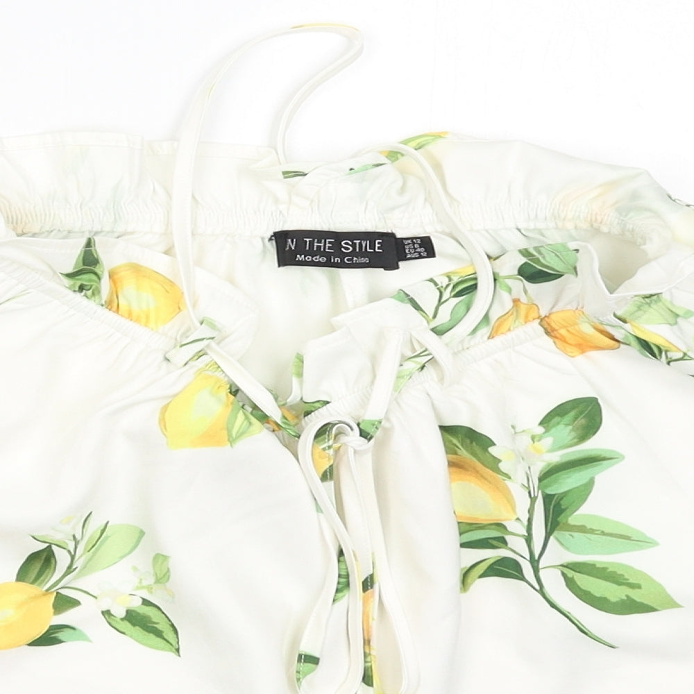 In the Style Womens White Floral  Hot Pants Shorts Size 12