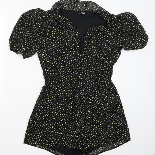 Divided Womens Black Floral  A-Line  Size 10