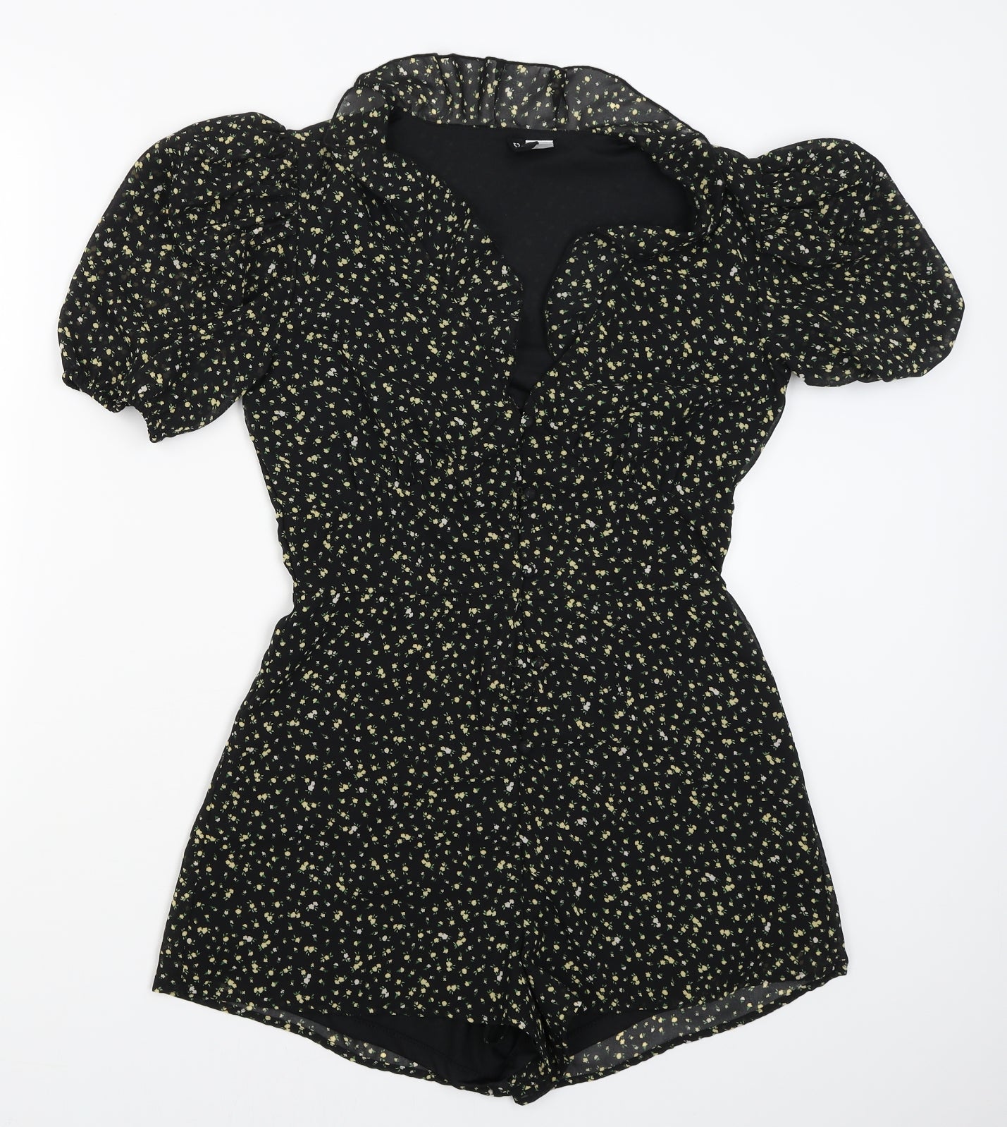 Divided Womens Black Floral  A-Line  Size 10