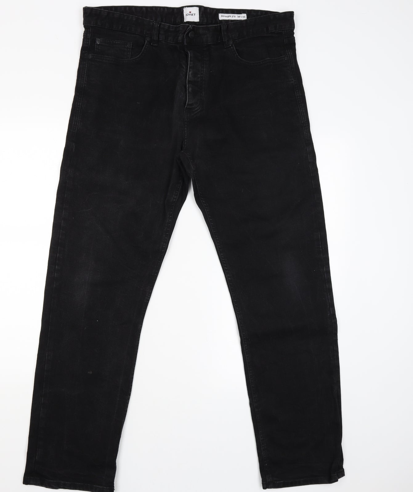 Soviet Mens Black   Straight Jeans Size 38 L29 in