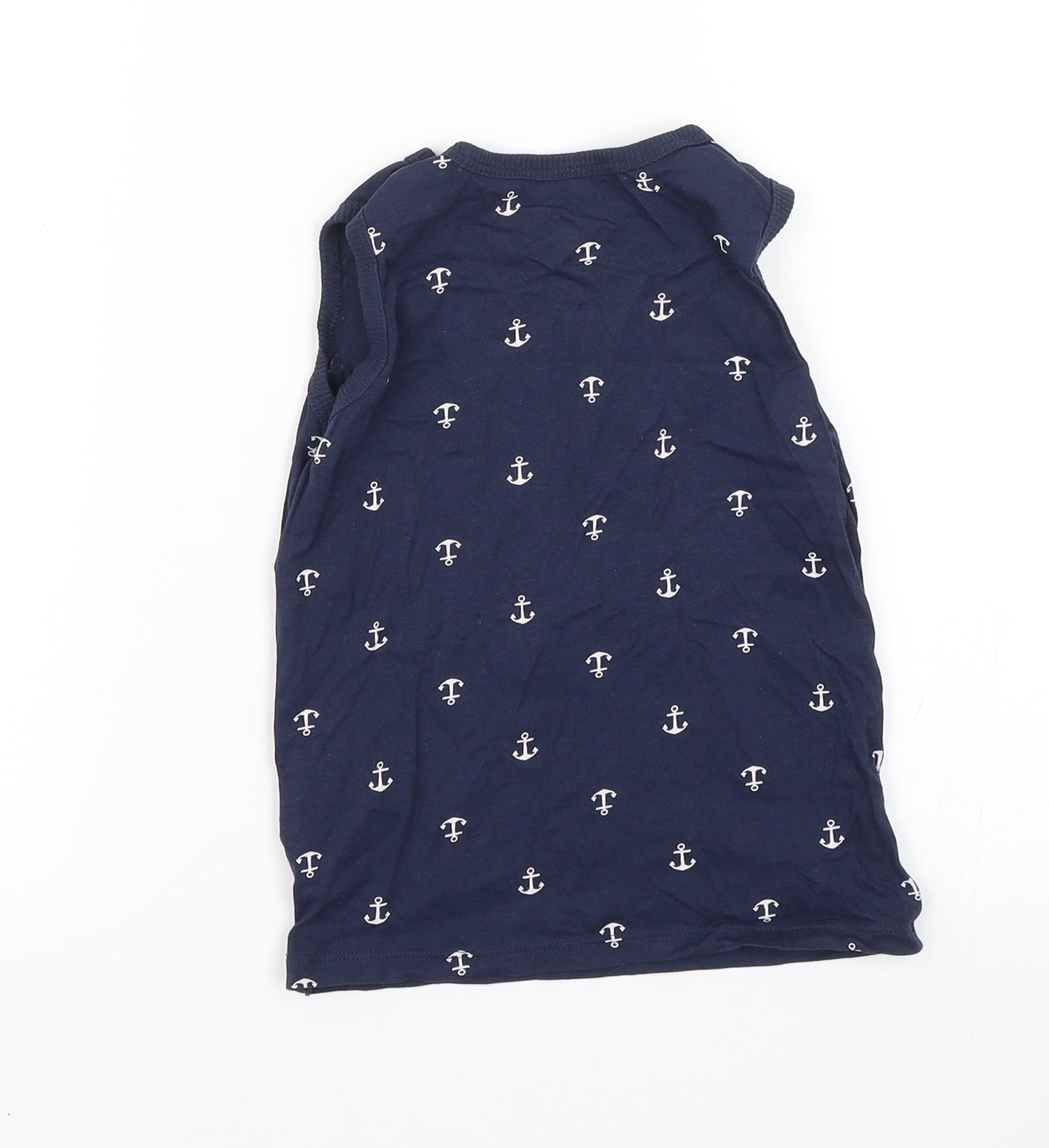 H&M Boys Blue   Basic Tank Size 3-4 Years  - Anchor print