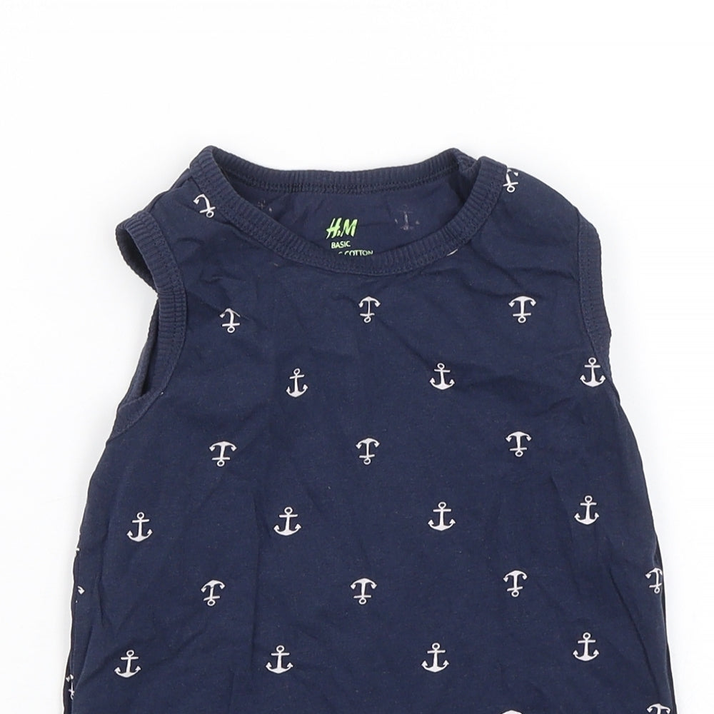 H&M Boys Blue   Basic Tank Size 3-4 Years  - Anchor print
