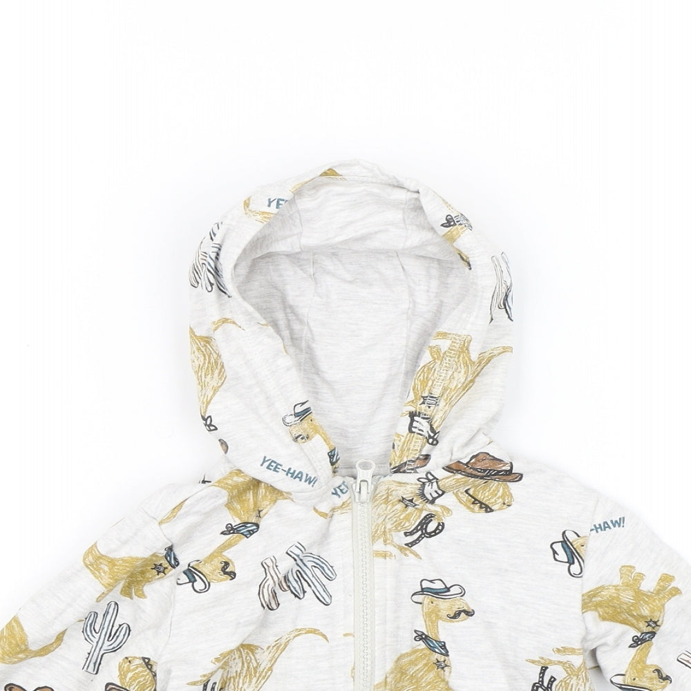 Matalan Boys Grey   Full Zip Hoodie Size 2-3 Years  - Dinosaurs