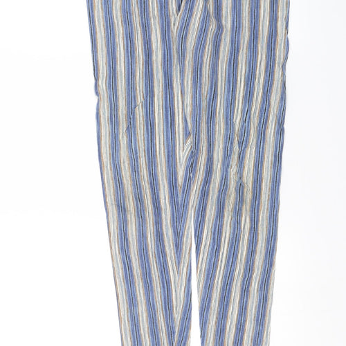 Casual Club Womens Blue Striped  Jogger Leggings Size 12 L25 in