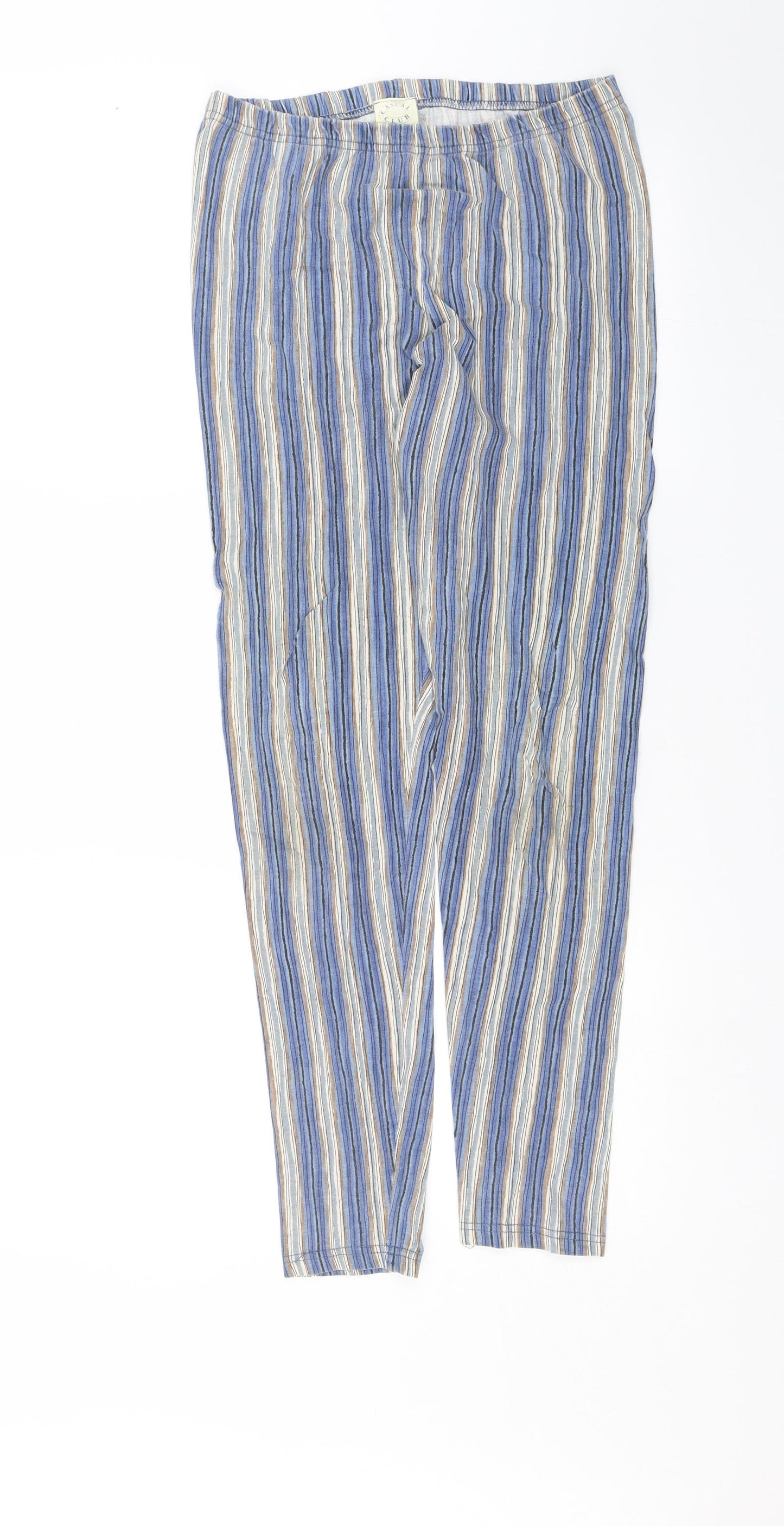 Casual Club Womens Blue Striped  Jogger Leggings Size 12 L25 in