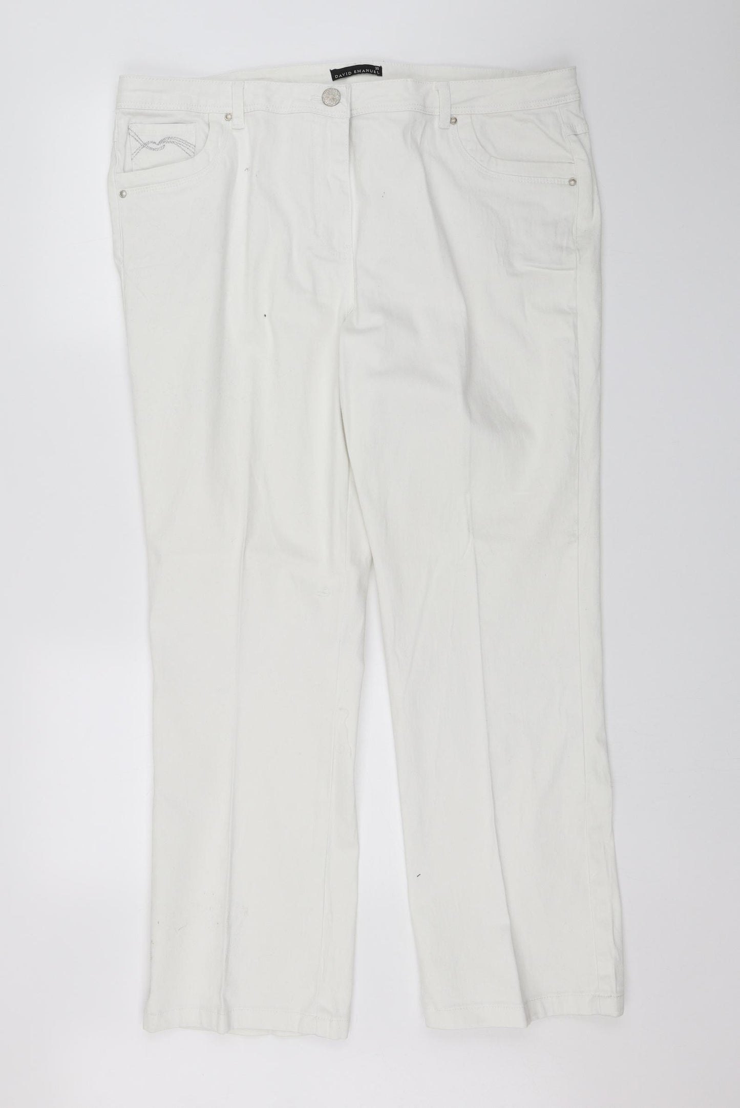 David Emanuel Womens White  Denim Bootcut Jeans Size 20 L28 in