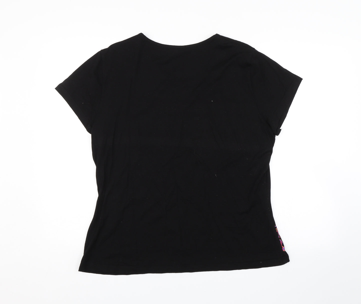 Joe Browns Womens Black Floral  Basic T-Shirt Size 18