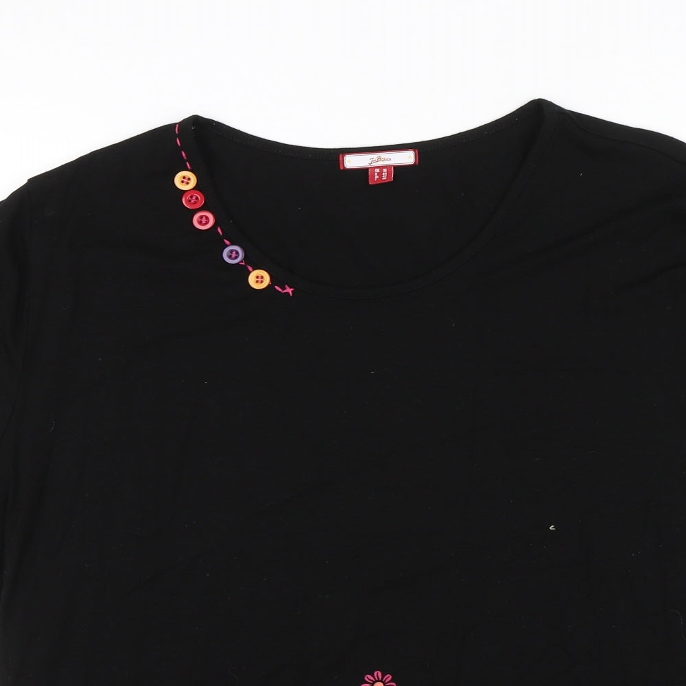 Joe Browns Womens Black Floral  Basic T-Shirt Size 18