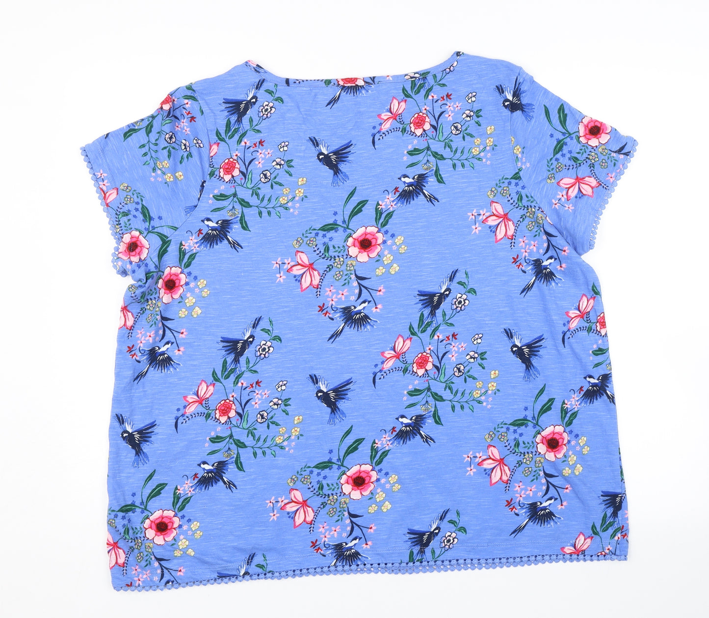 M&S Womens Blue Floral  Basic T-Shirt Size 20