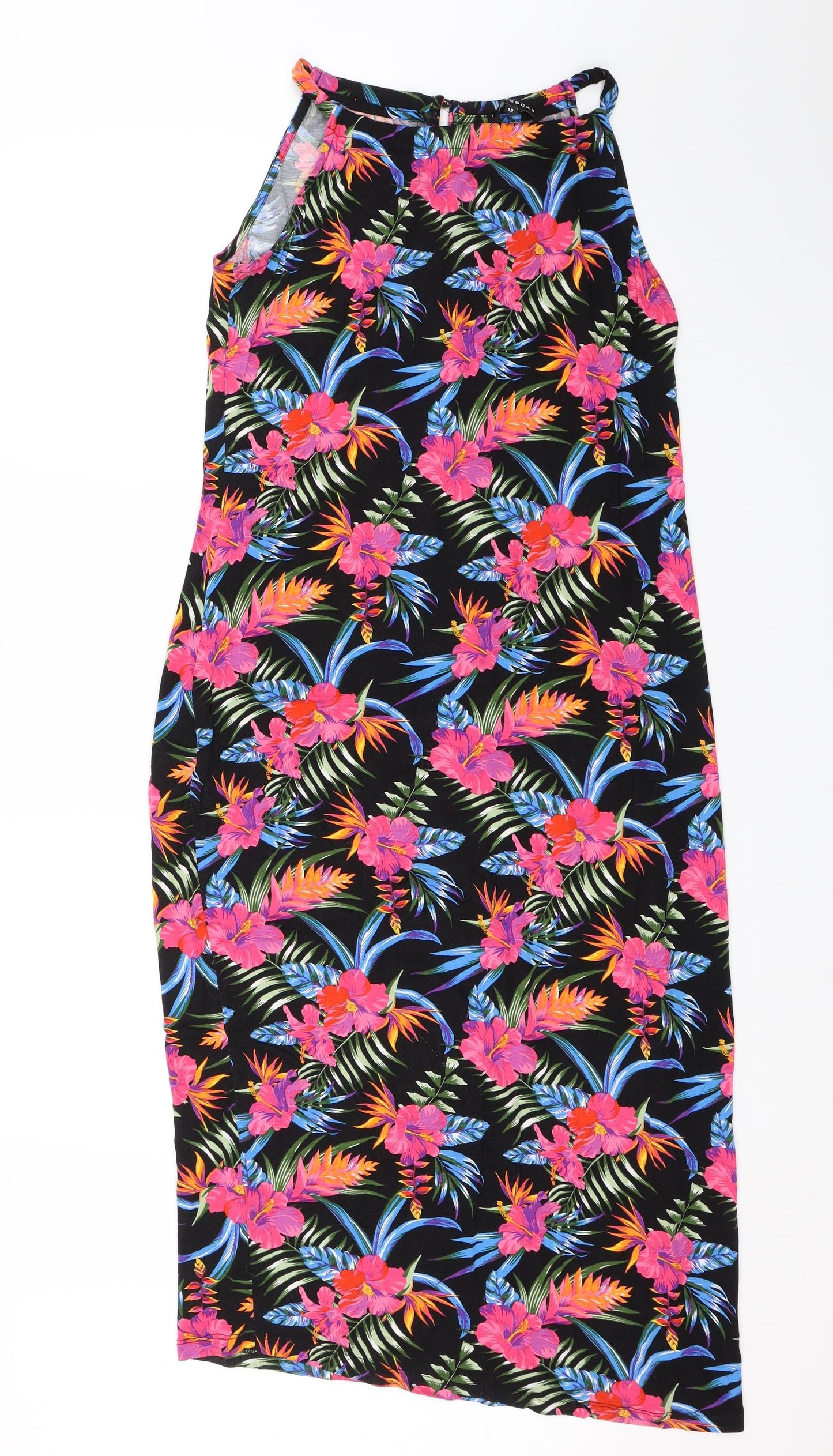 Peacocks Womens Black Floral  Shift  Size 12