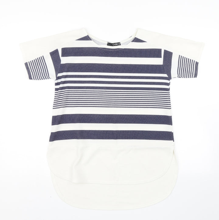 Quiz Womens White Striped Basic Blouse Size 10