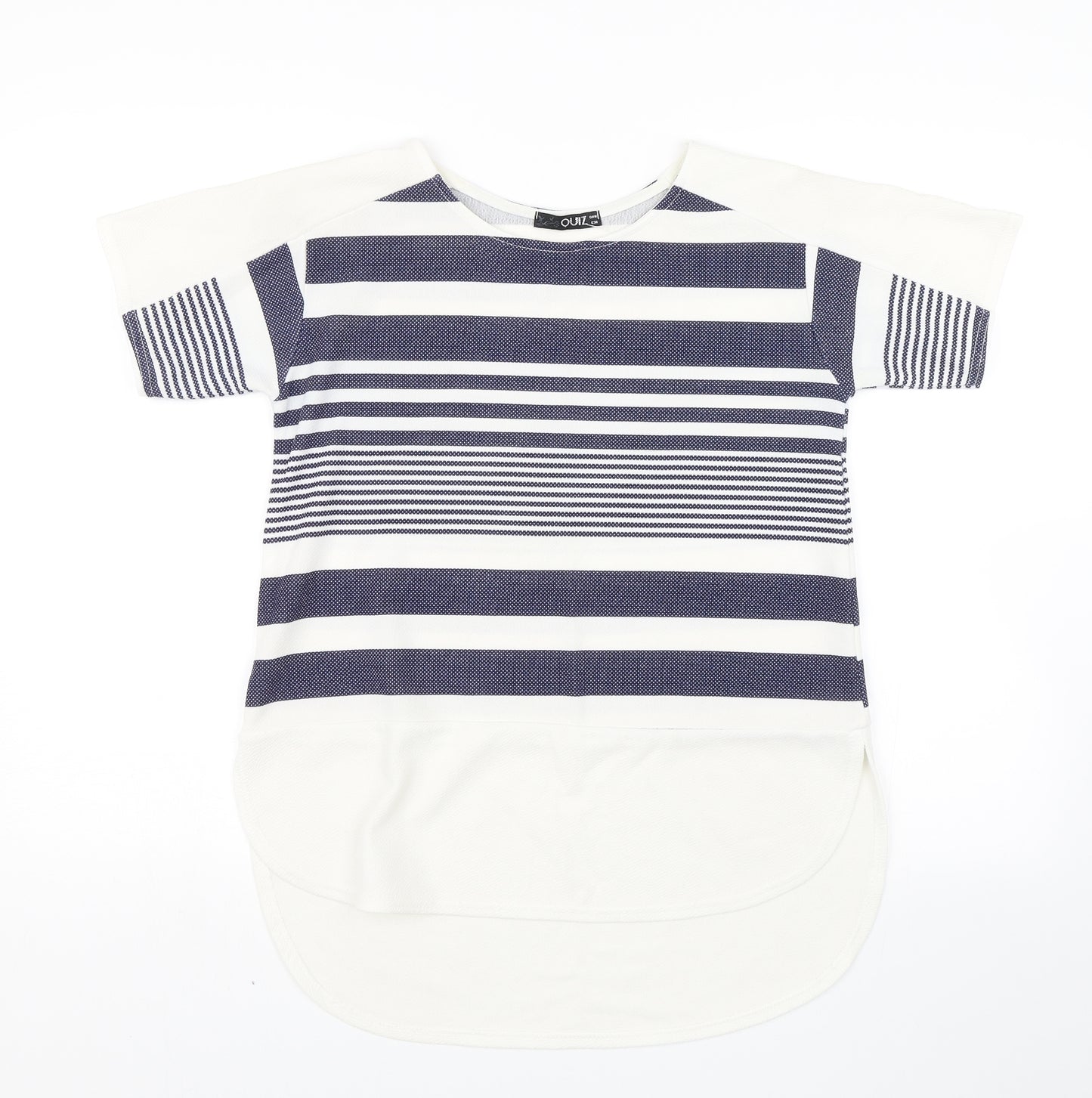 Quiz Womens White Striped  Basic Blouse Size 10