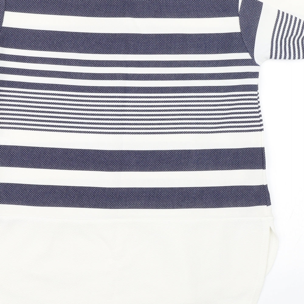 Quiz Womens White Striped  Basic Blouse Size 10