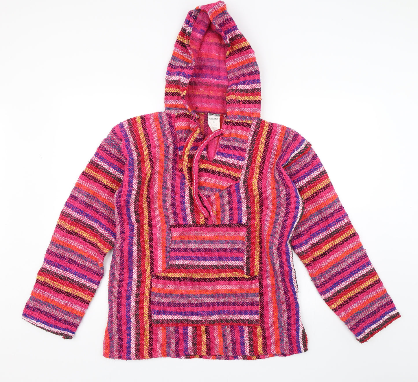 Siesta Womens Pink Striped  Pullover Hoodie Size M