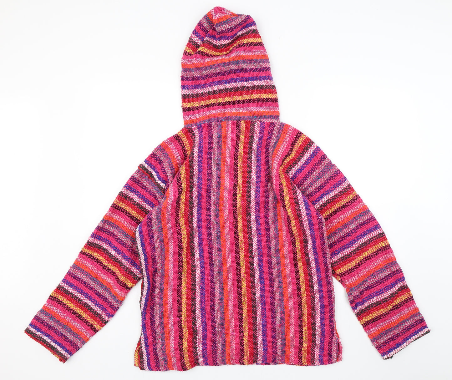 Siesta Womens Pink Striped  Pullover Hoodie Size M