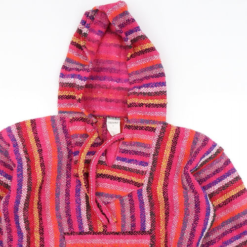 Siesta Womens Pink Striped  Pullover Hoodie Size M