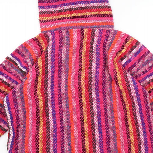 Siesta Womens Pink Striped  Pullover Hoodie Size M