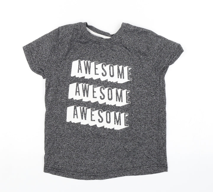 Primark Boys Grey   Basic T-Shirt Size 3-4 Years  - Awesome