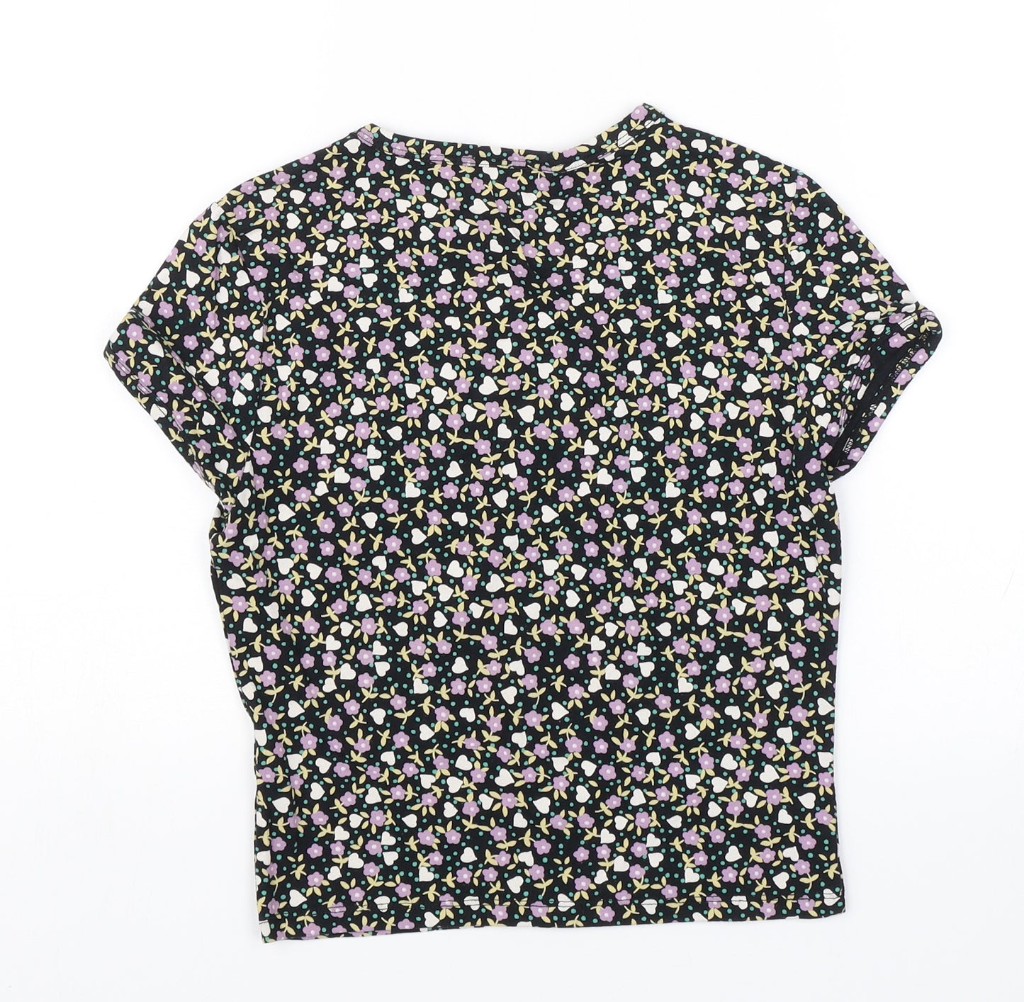 Topshop Womens Black Floral  Basic T-Shirt Size 10