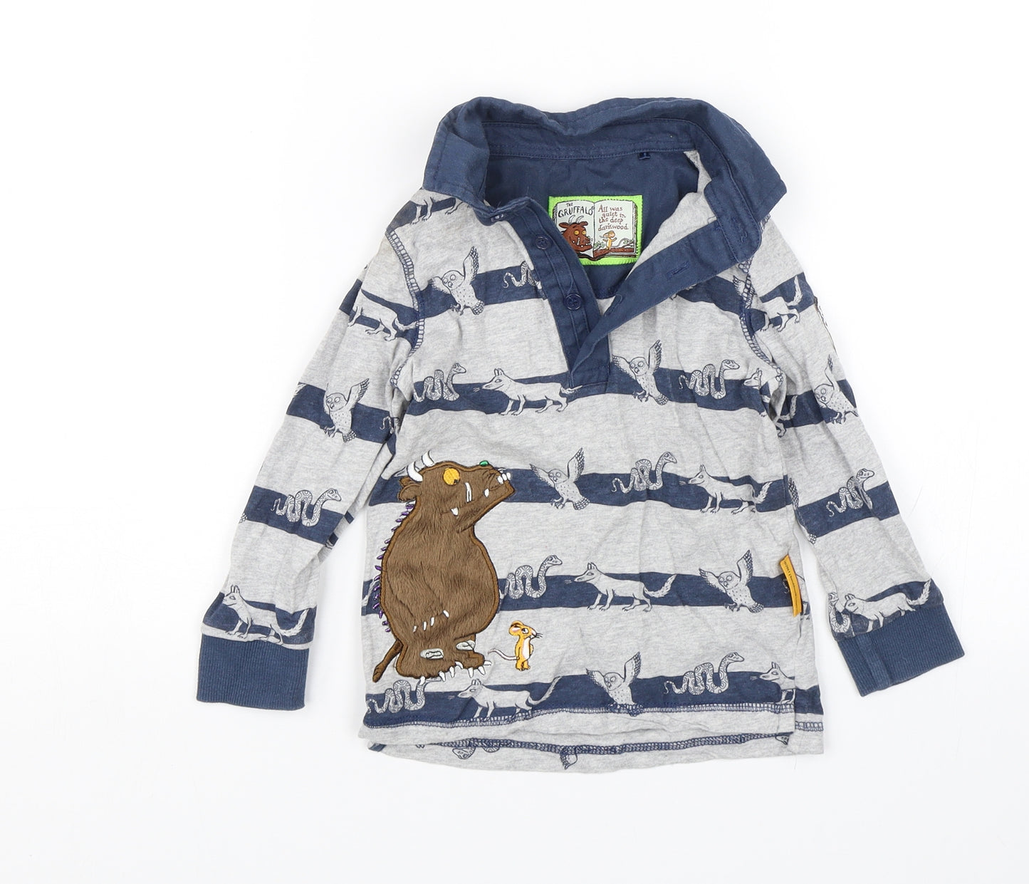 TU Boys Blue Striped  Basic Polo Size 2-3 Years  - Gruffalo