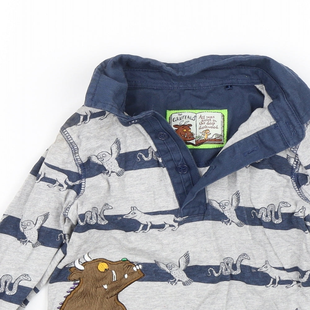 TU Boys Blue Striped  Basic Polo Size 2-3 Years  - Gruffalo