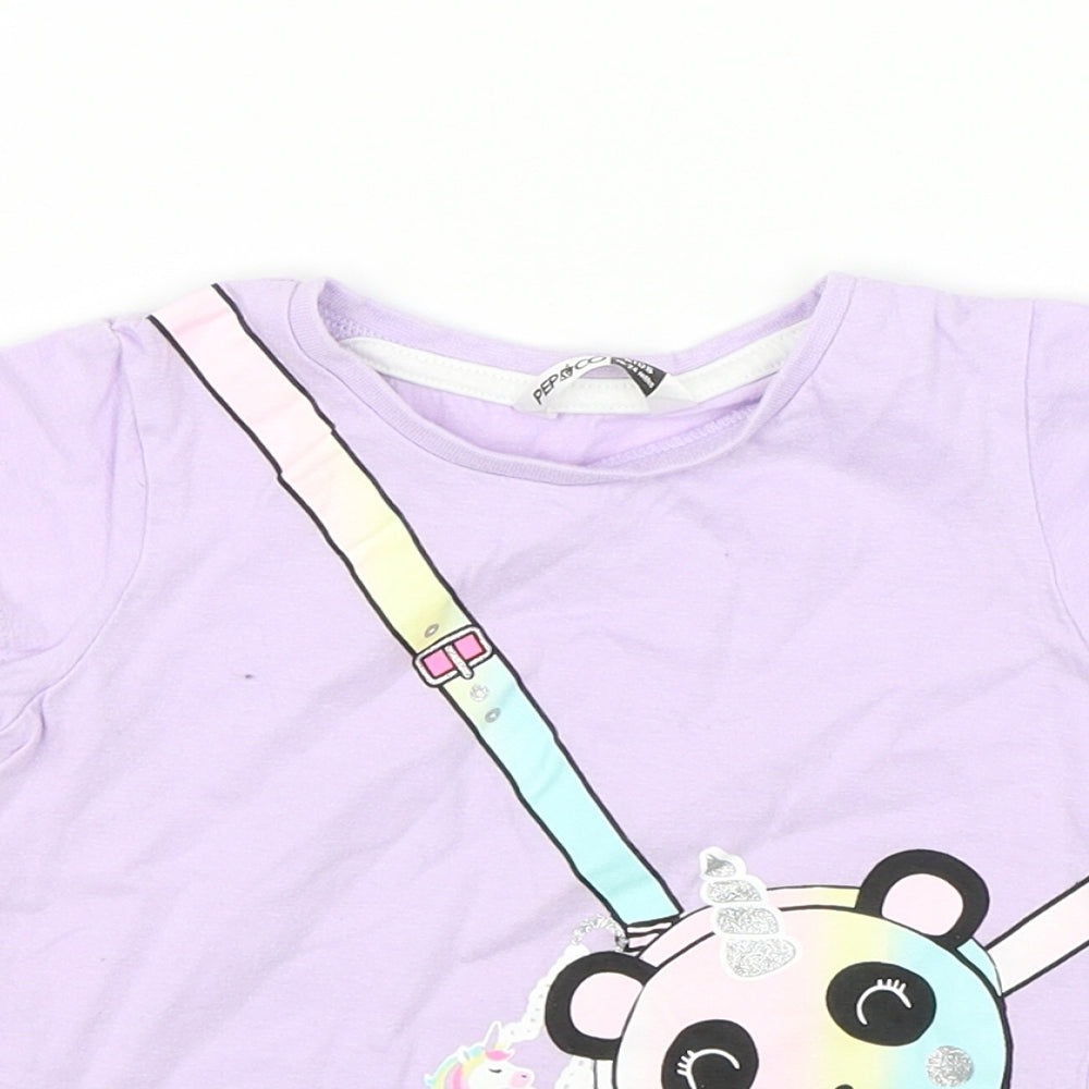 Pepe&Co Baby Purple   Basic T-Shirt Size 18-24 Months  - Panda Unicorn
