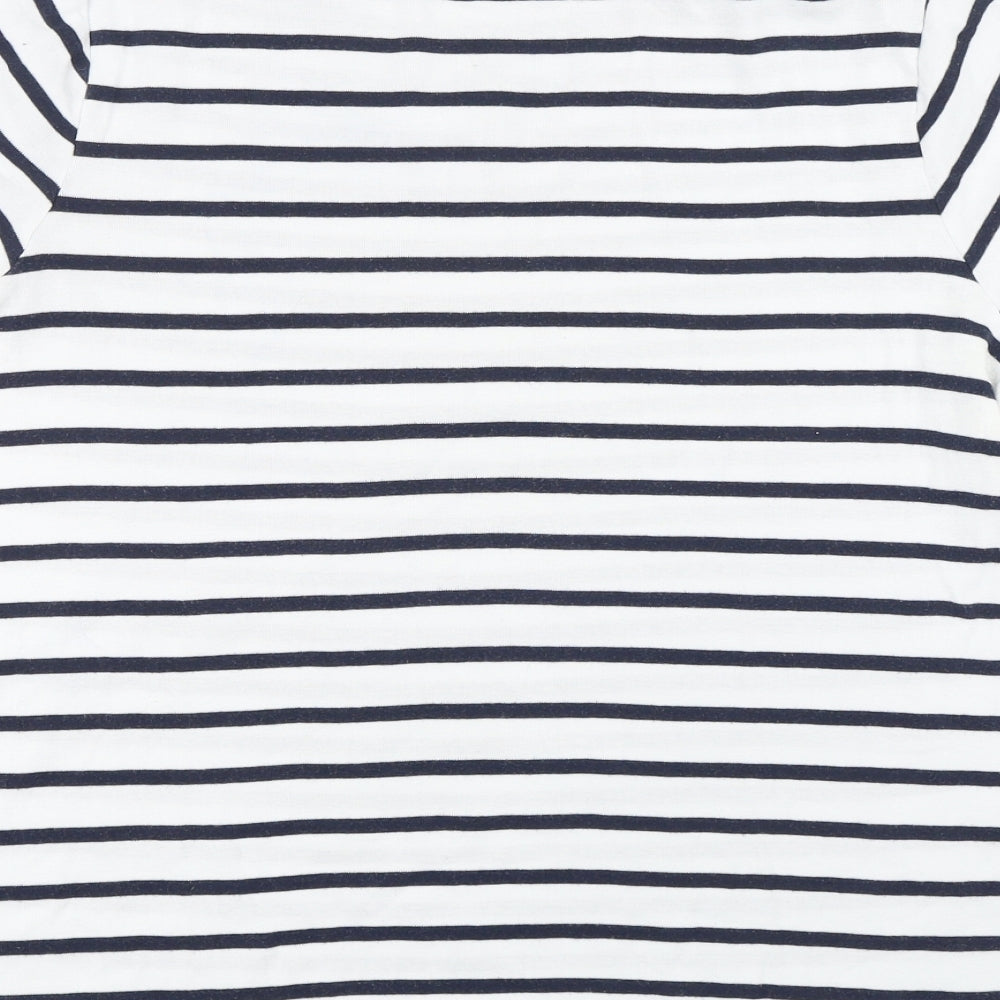 M&S Womens White Striped  Basic T-Shirt Size 20
