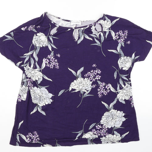 Emeliax Classics Womens Purple Floral  Basic Blouse Size L