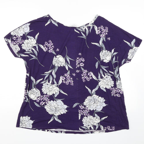 Emeliax Classics Womens Purple Floral  Basic Blouse Size L