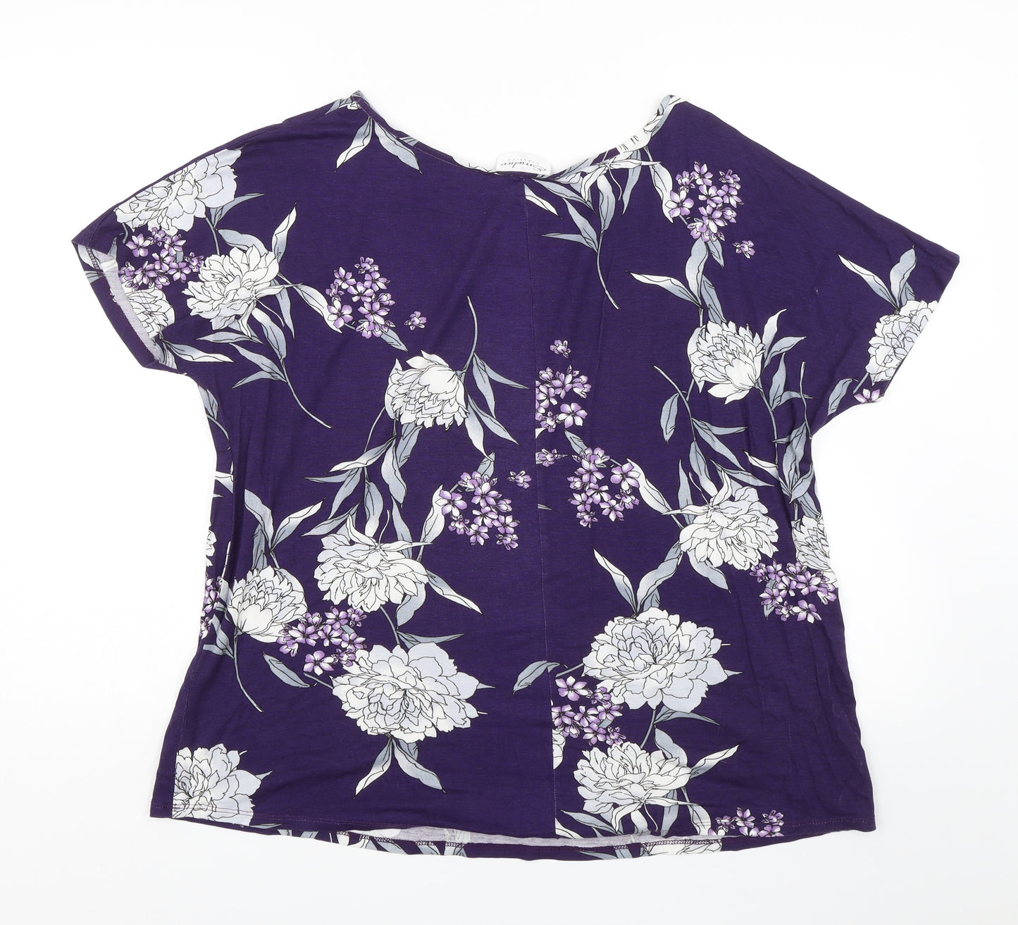 Emeliax Classics Womens Purple Floral  Basic Blouse Size L