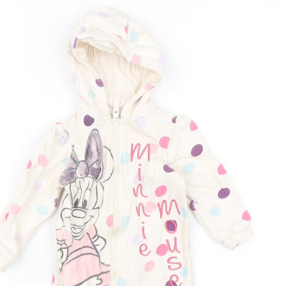Disney Baby Baby White Polka Dot  Babygrow One-Piece Size 6-9 Months  - Minnie Mouse