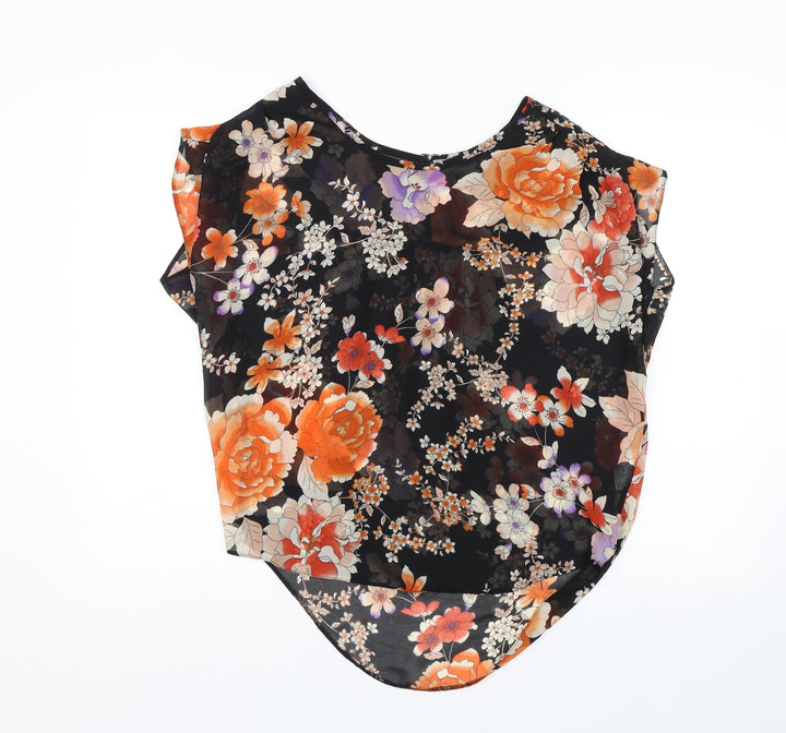 Wallis Womens Black Floral Basic Blouse Size S
