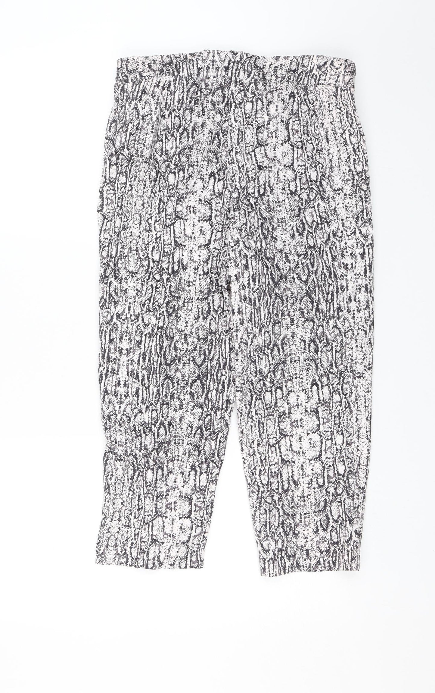 M&S Womens Black Animal Print  Capri Trousers Size 12 L20 in