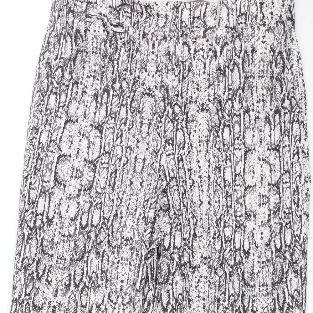 M&S Womens Black Animal Print  Capri Trousers Size 12 L20 in
