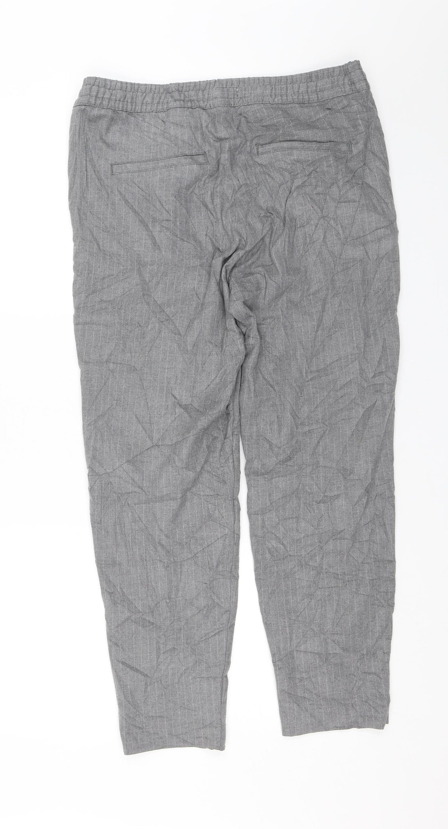 H&M Womens Grey Striped  Trousers  Size 12 L25 in