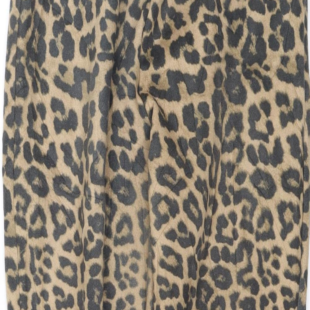 Zara Womens Black Animal Print  Trousers  Size M L25 in