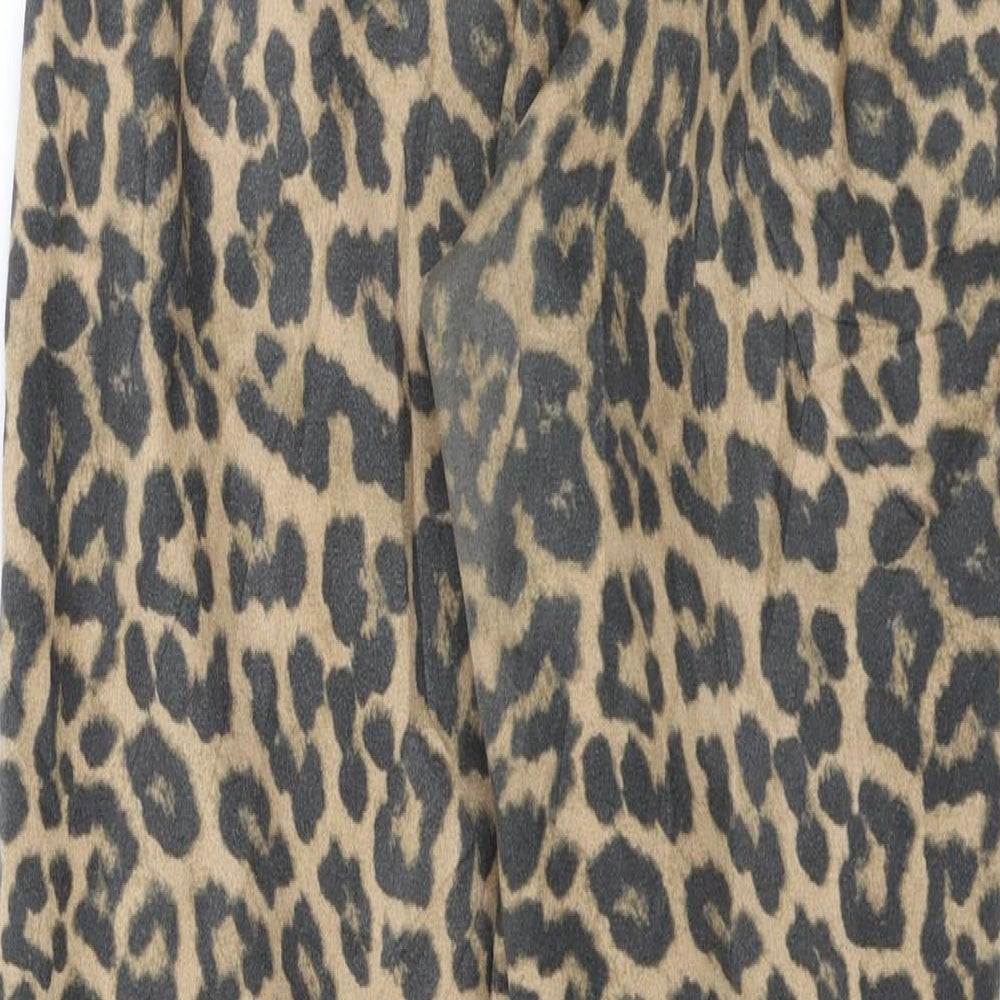 Zara Womens Black Animal Print  Trousers  Size M L25 in