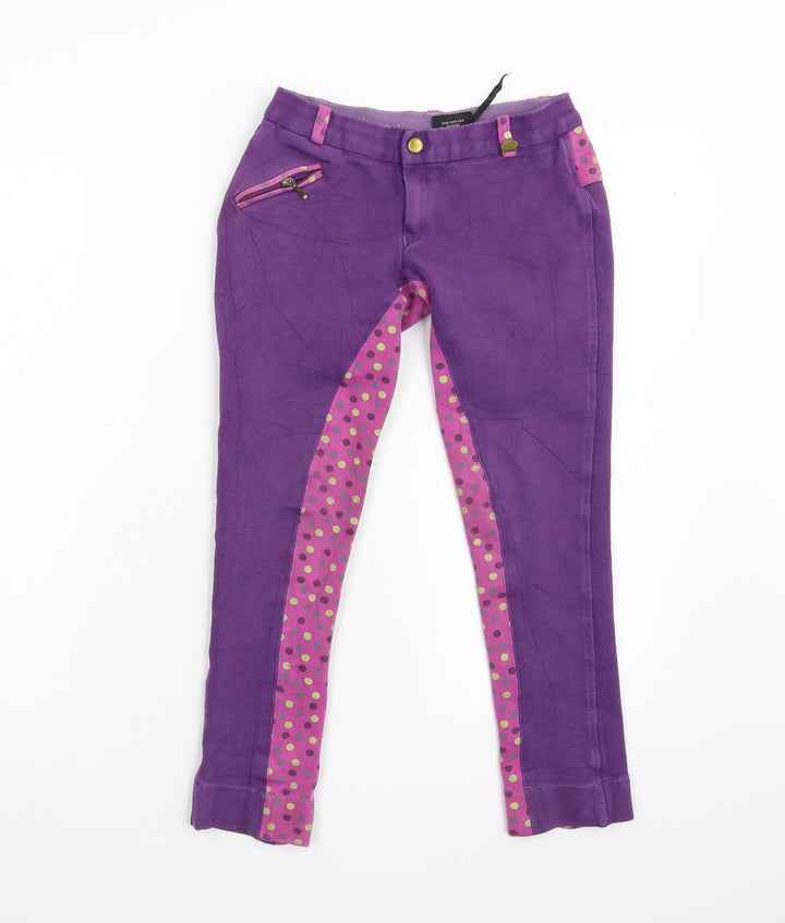Hoof It Girls Purple Polka Dot   Trousers Size 2 Years - Jodhpurs