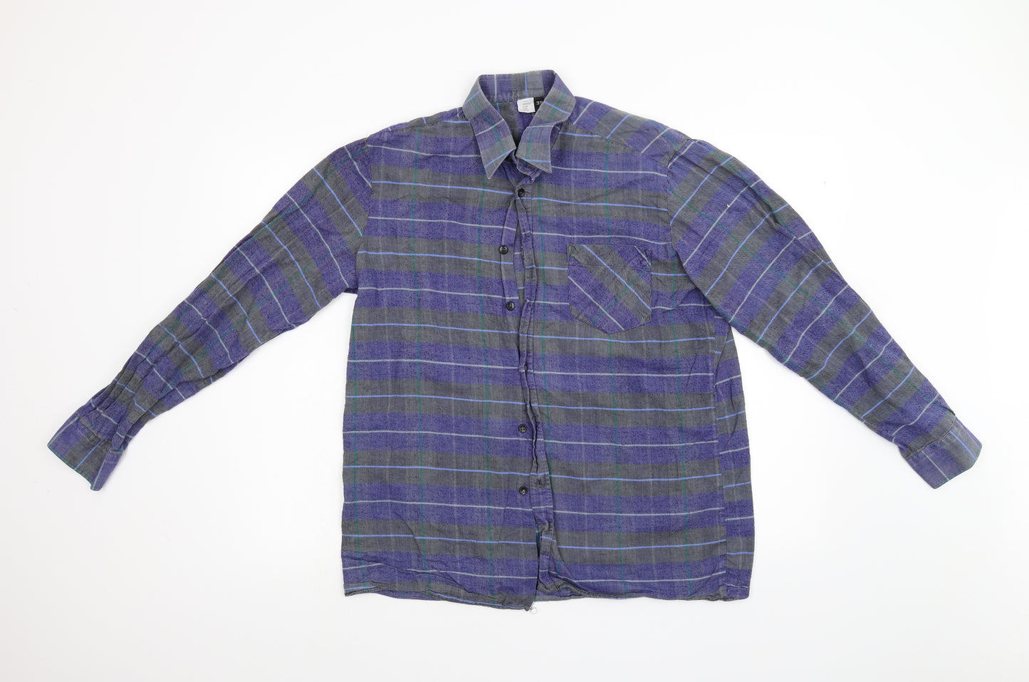 Preworn Mens Blue Check Flannel  Button-Up Size M