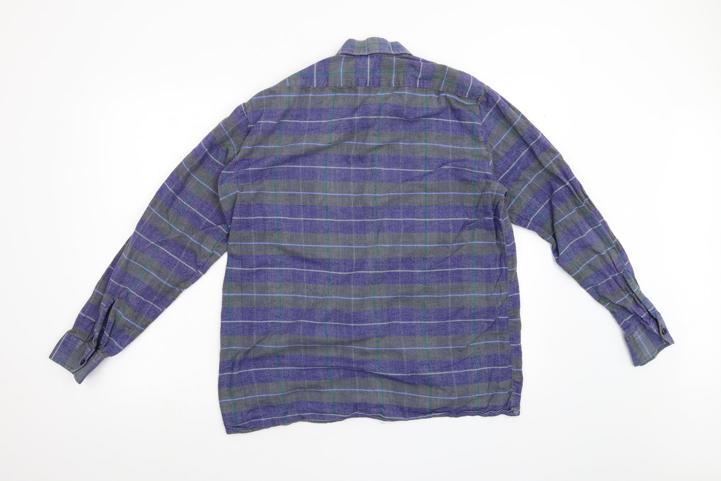 Preworn Mens Blue Check Flannel  Button-Up Size M