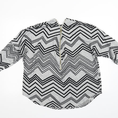 Quis Womens Grey Geometric   Blouse Size 16