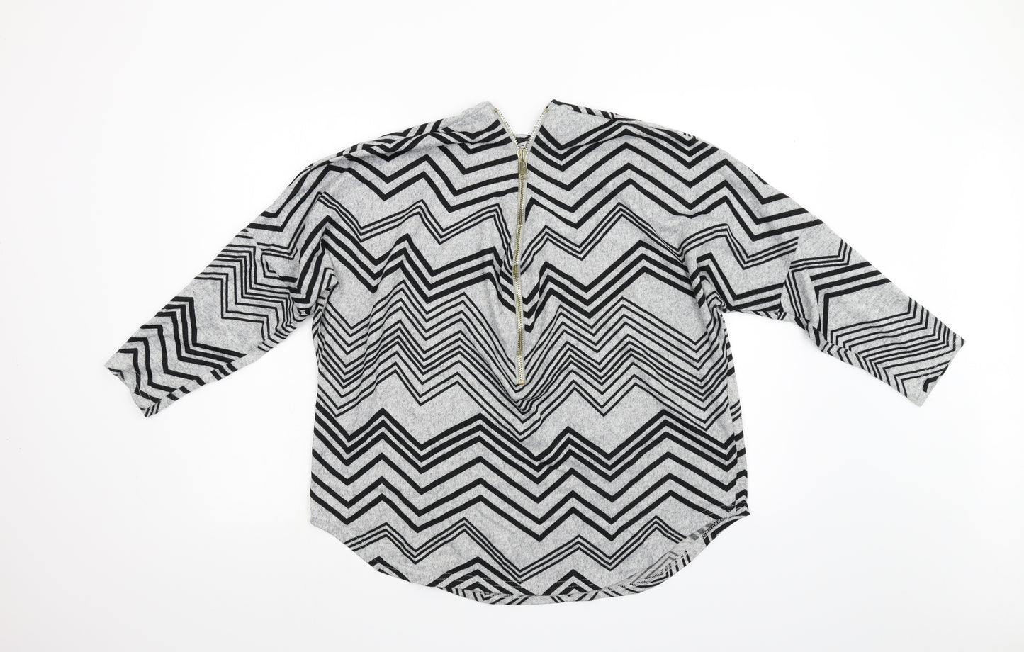 Quis Womens Grey Geometric   Blouse Size 16
