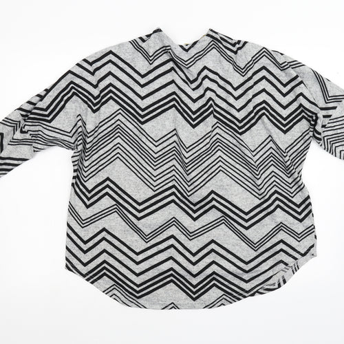 Quis Womens Grey Geometric   Blouse Size 16