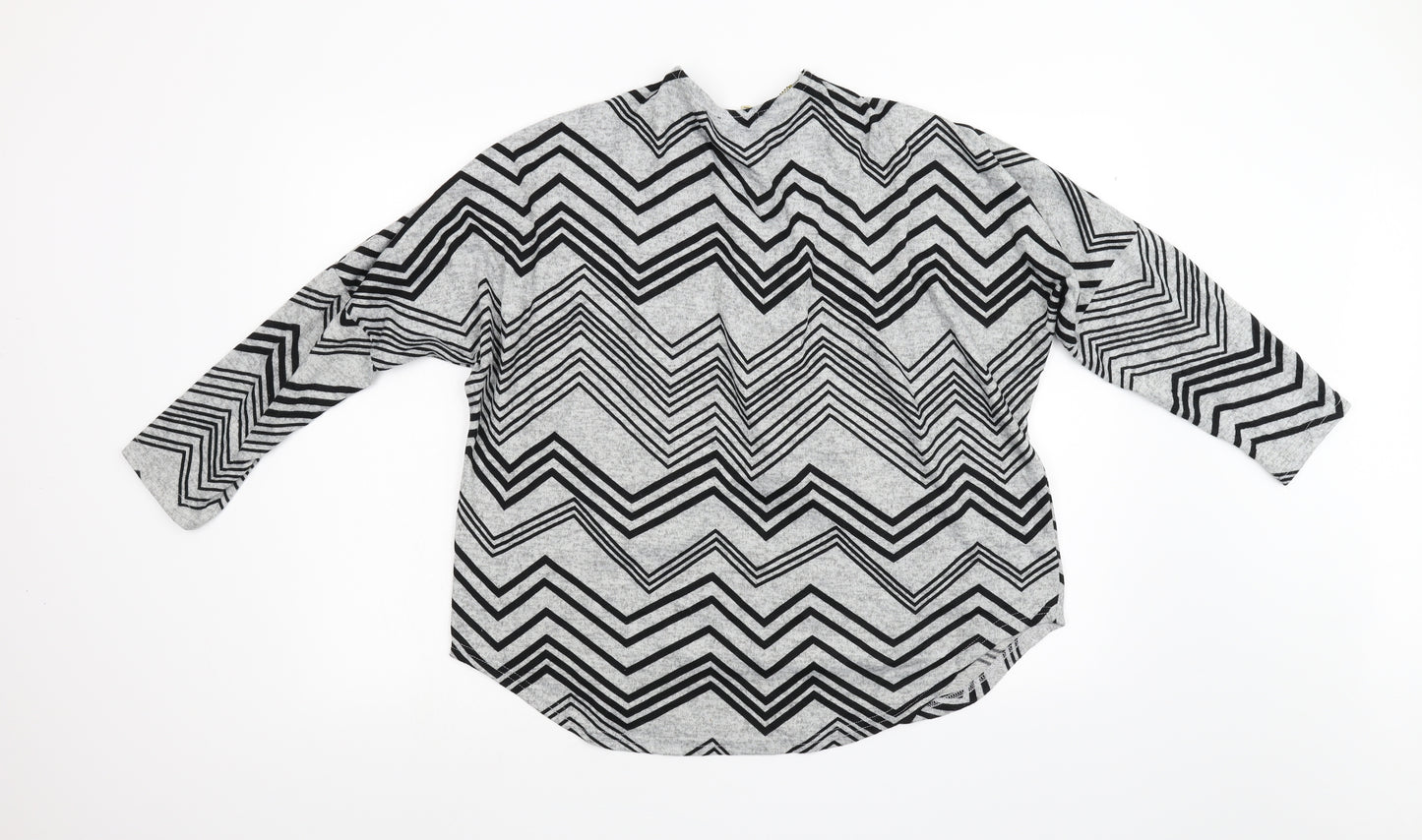 Quis Womens Grey Geometric   Blouse Size 16