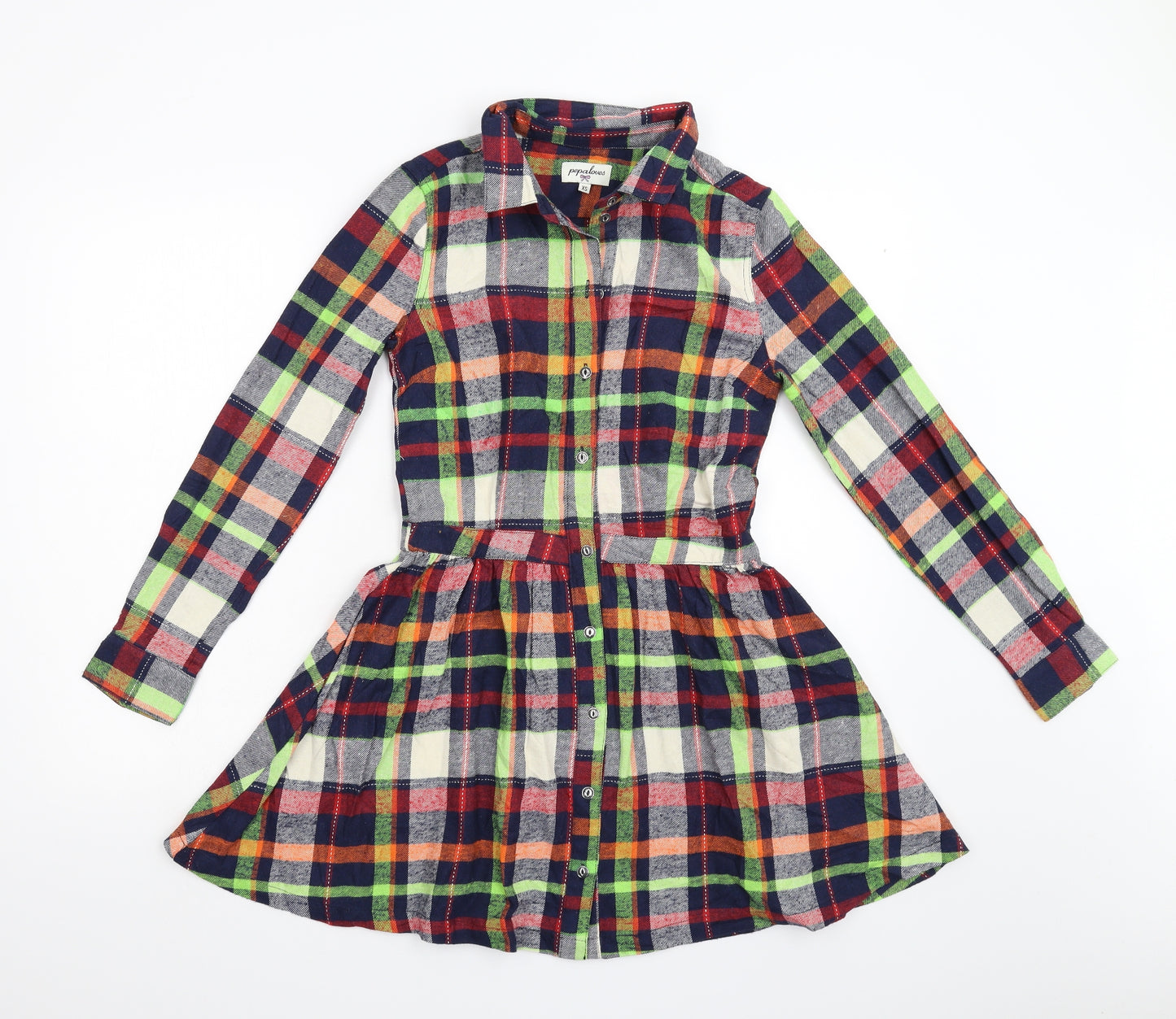 Pepaloves Womens Multicoloured Check Lace Shirt Dress  Size XS